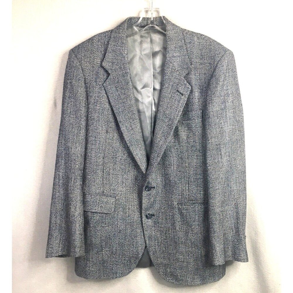 Vintage Amercian Craftsmen Sports Coat Mens 42 Black White Tweed Blazer Jacket